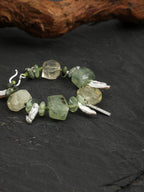 Summer Grape Baroque Bracelet — large freeform prehnite, large freeform citrine, prehnite chips | SENLORE