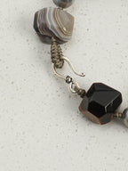Persian Agate Tiger's Eye Bracelet — faceted tiger's eye, freeform Persian agate, grey baroque pearl | SENLORE