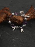Amethyst Long Tusk Baroque Bracelet — freeform double-point clear quartz, freeform amethyst, double-point amethyst | SENLORE