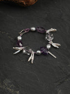 Amethyst Long Tusk Baroque Bracelet — freeform double-point clear quartz, freeform amethyst, double-point amethyst | SENLORE
