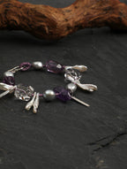Amethyst Long Tusk Baroque Bracelet — freeform double-point clear quartz, freeform amethyst, double-point amethyst | SENLORE