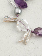 Amethyst Long Tusk Baroque Bracelet — freeform double-point clear quartz, freeform amethyst, double-point amethyst | SENLORE