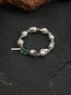 Green Crystal Baroque Pearl Bracelet — freeform green crystal, prehnite, medium large baroque pearl | SENLORE