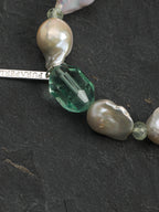 Green Crystal Baroque Pearl Bracelet — freeform green crystal, prehnite, medium large baroque pearl | SENLORE
