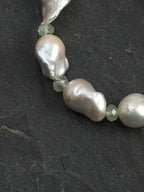 Green Crystal Baroque Pearl Bracelet — freeform green crystal, prehnite, medium large baroque pearl | SENLORE