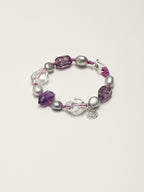 Amethyst Double-Point Freeform Bracelet — freeform double-point clear quartz, freeform amethyst, double-point amethyst | SENLORE