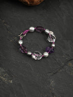 Amethyst Double-Point Freeform Bracelet — freeform double-point clear quartz, freeform amethyst, double-point amethyst | SENLORE