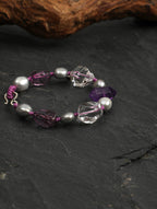 Amethyst Double-Point Freeform Bracelet — freeform double-point clear quartz, freeform amethyst, double-point amethyst | SENLORE