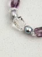 Amethyst Double-Point Freeform Bracelet — freeform double-point clear quartz, freeform amethyst, double-point amethyst | SENLORE