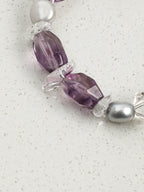 Amethyst Double-Point Freeform Bracelet — freeform double-point clear quartz, freeform amethyst, double-point amethyst | SENLORE