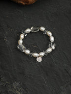 Green Crystal Pearl Bracelet — freeform green crystal, freeform double-point clear quartz, cherry-blossom-cut clear quartz | SENLORE