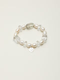 Green Crystal Pearl Bracelet — freeform green crystal, freeform double-point clear quartz, cherry-blossom-cut clear quartz | SENLORE