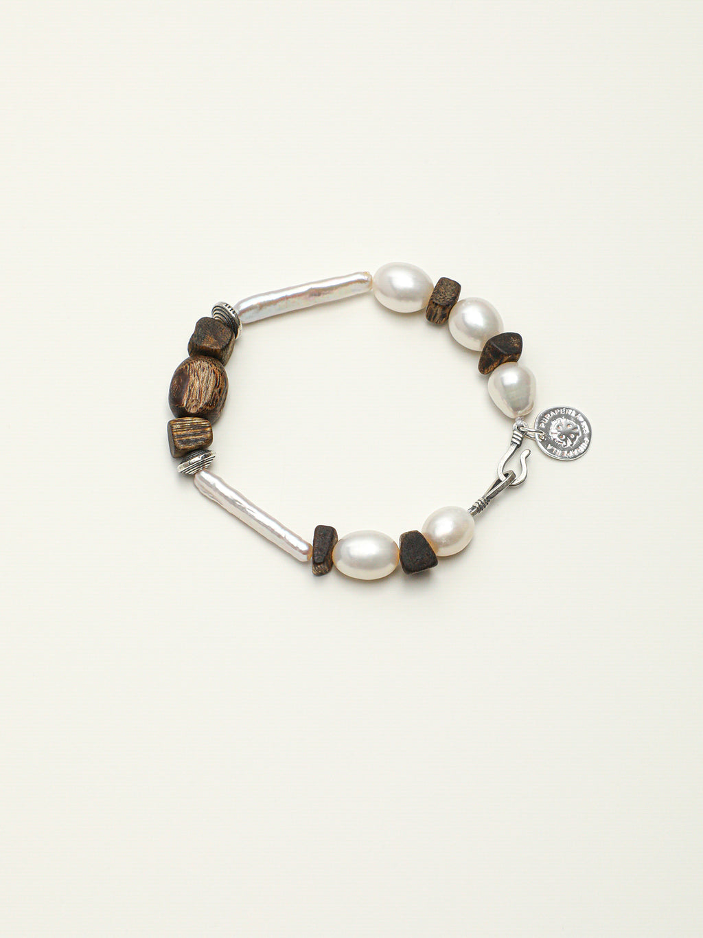 Silver Bar Baroque Bracelet — small silver-bar pearl, agarwood, premium freeform agarwood bead | SENLORE