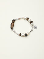 Silver Bar Baroque Bracelet — small silver-bar pearl, agarwood, premium freeform agarwood bead | SENLORE