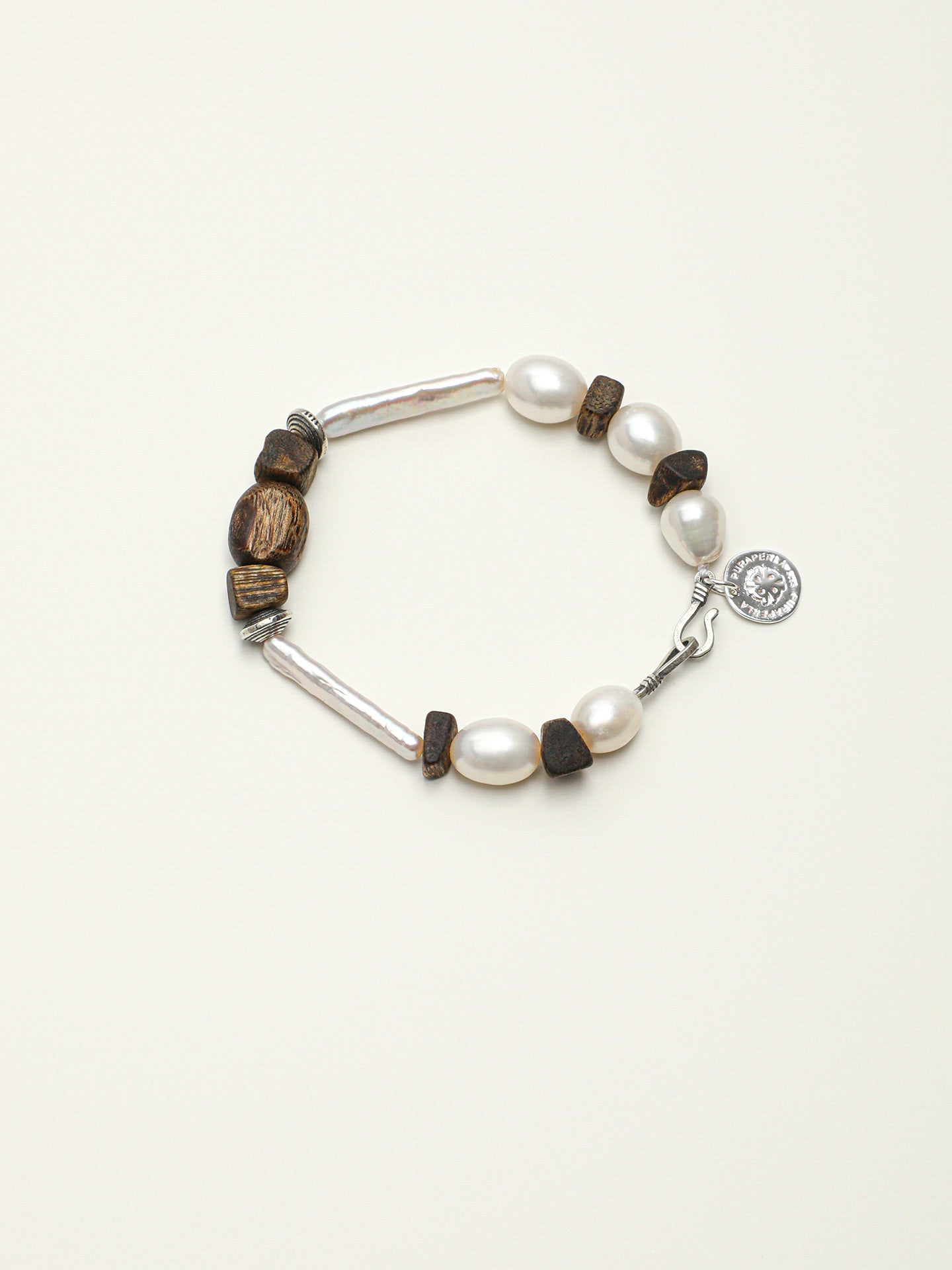 Silver Bar Baroque Bracelet — small silver-bar pearl, agarwood, premium freeform agarwood bead | SENLORE