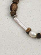 Silver Bar Baroque Bracelet — small silver-bar pearl, agarwood, premium freeform agarwood bead | SENLORE