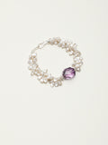 Petal Baroque Amethyst Bracelet — straight-drilled freeform amethyst, petal baroque pearl, large-hole sterling silver round bead | SENLORE