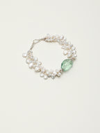 Flower Fairy Pearl Crystal Bracelet — green crystal & petal baroque pearl & S925 Sterling Silver | SENLORE
