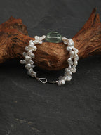 Flower Fairy Pearl Crystal Bracelet — green crystal & petal baroque pearl & S925 Sterling Silver | SENLORE