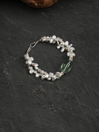 Flower Fairy Pearl Crystal Bracelet — green crystal & petal baroque pearl & S925 Sterling Silver | SENLORE