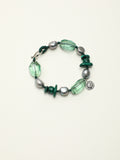 Green Forest Crystal Bracelet — freeform green crystal, malachite rice pearls, malachite chips | SENLORE