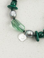 Green Forest Crystal Bracelet — freeform green crystal, malachite rice pearls, malachite chips | SENLORE