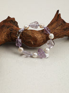 Freeform Double-Point Amethyst Bracelet — double-point amethyst, freeform double-point clear quartz, freeform amethyst | SENLORE