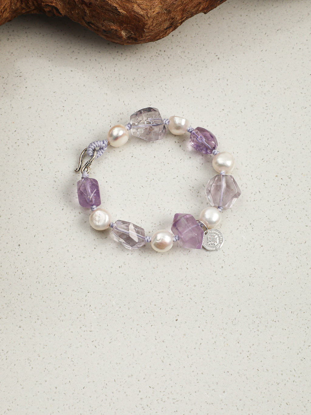 Freeform Double-Point Amethyst Bracelet — double-point amethyst, freeform double-point clear quartz, freeform amethyst | SENLORE