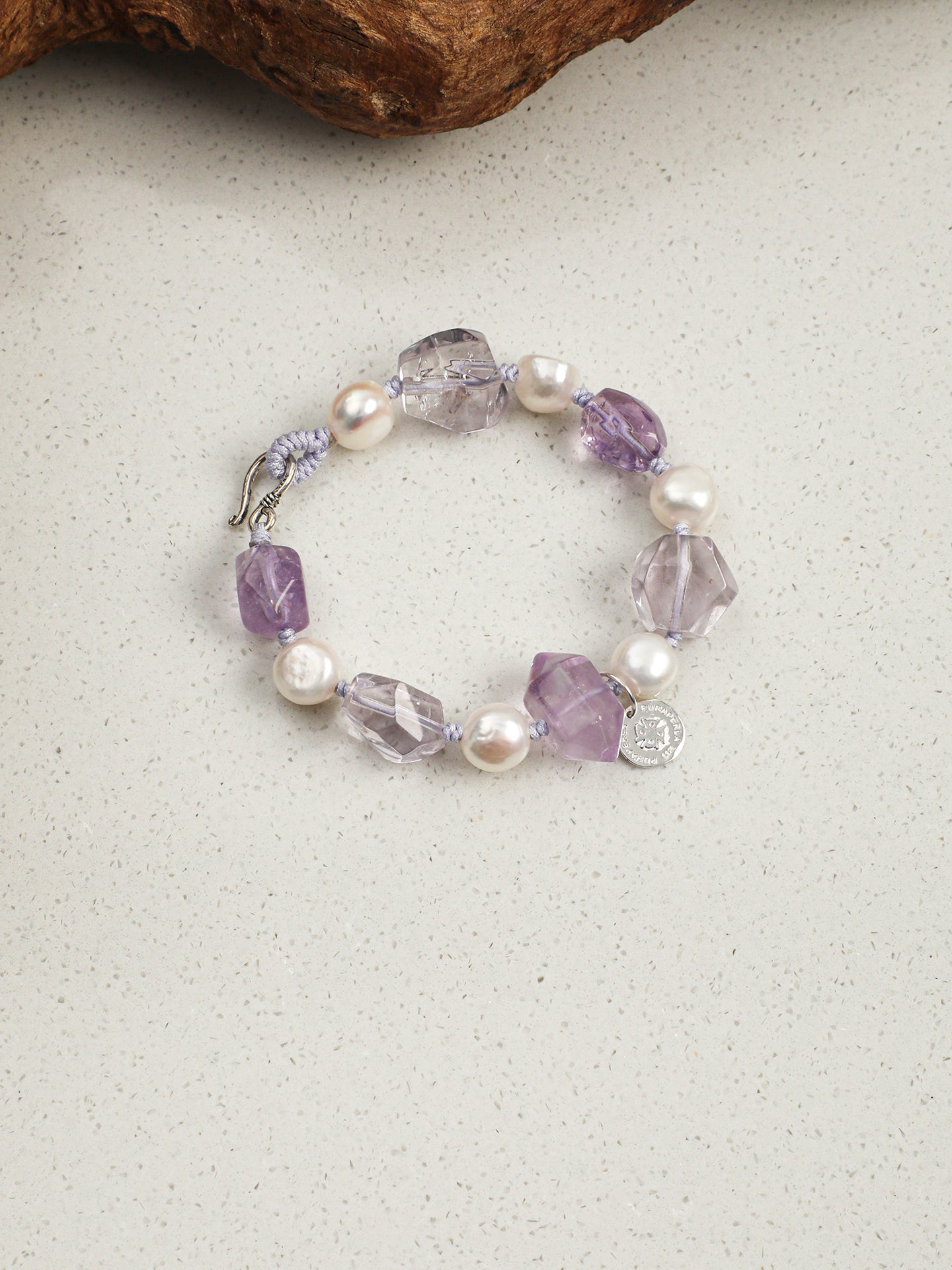 Freeform Double-Point Amethyst Bracelet — double-point amethyst, freeform double-point clear quartz, freeform amethyst | SENLORE