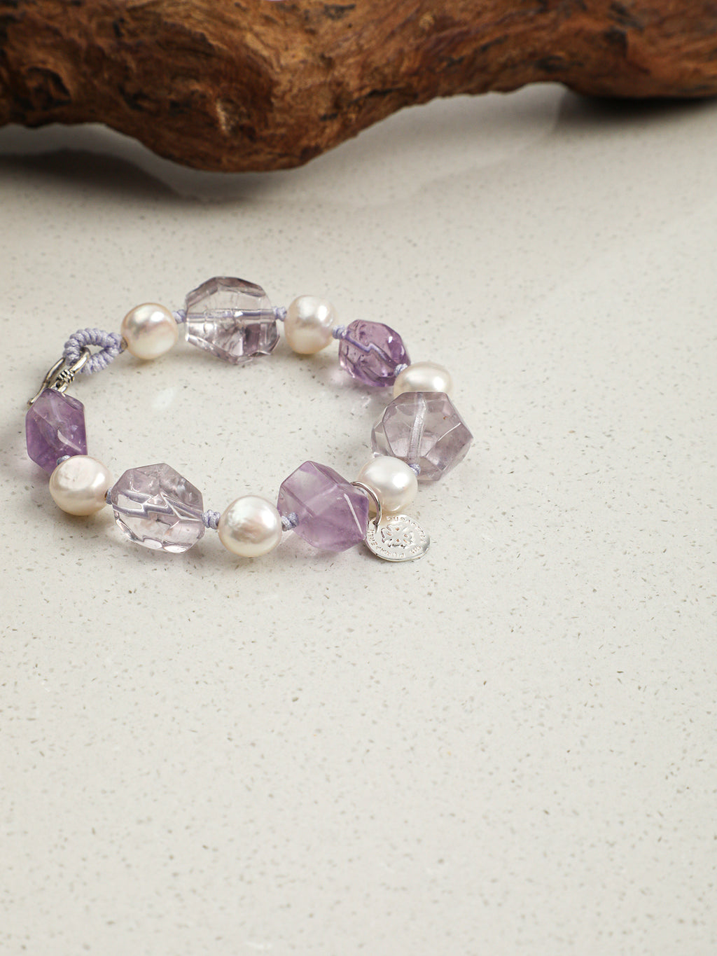 Freeform Double-Point Amethyst Bracelet — double-point amethyst, freeform double-point clear quartz, freeform amethyst | SENLORE