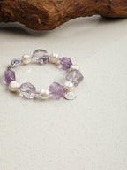 Freeform Double-Point Amethyst Bracelet — double-point amethyst, freeform double-point clear quartz, freeform amethyst | SENLORE