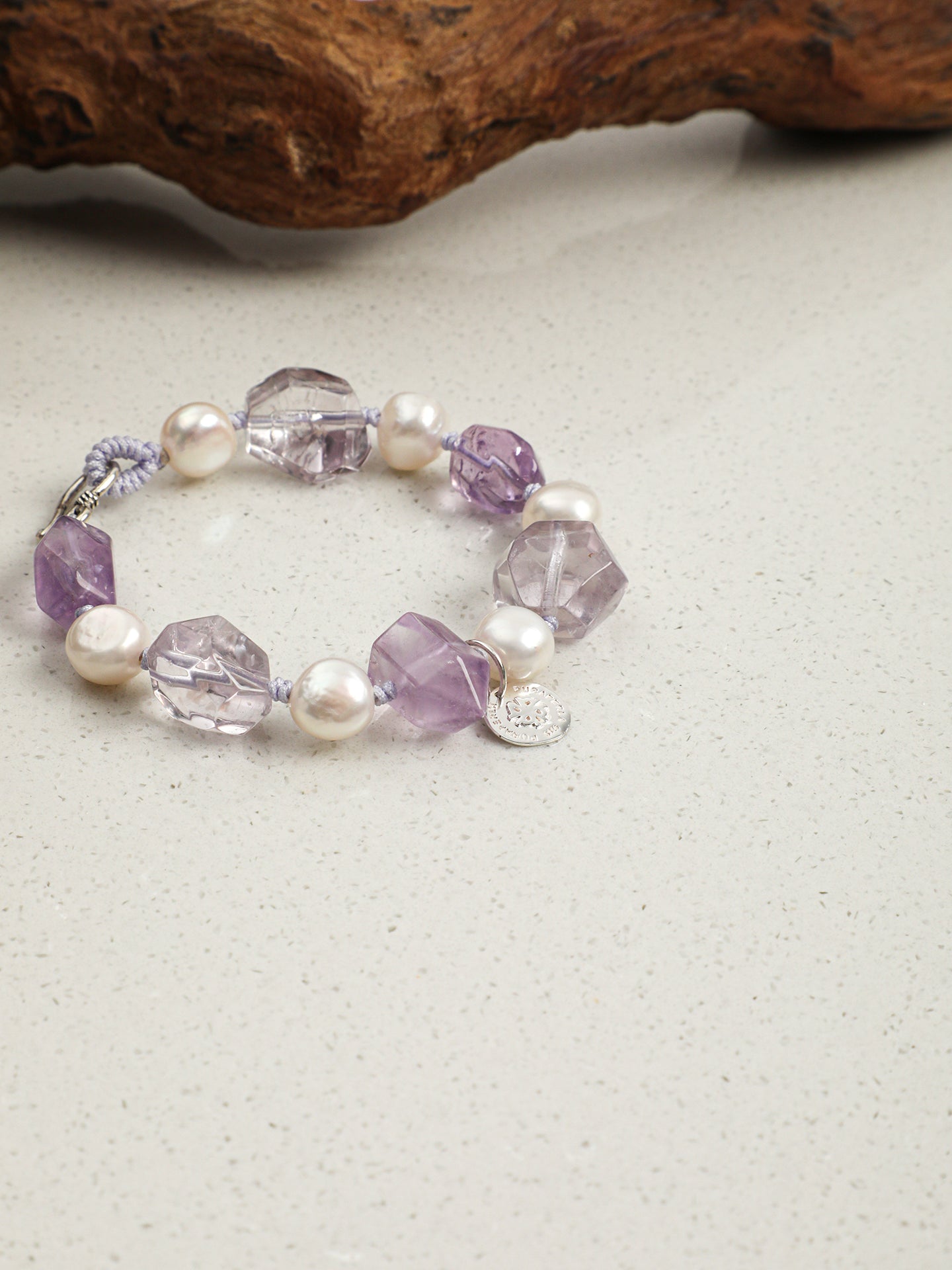 Freeform Double-Point Amethyst Bracelet — double-point amethyst, freeform double-point clear quartz, freeform amethyst | SENLORE