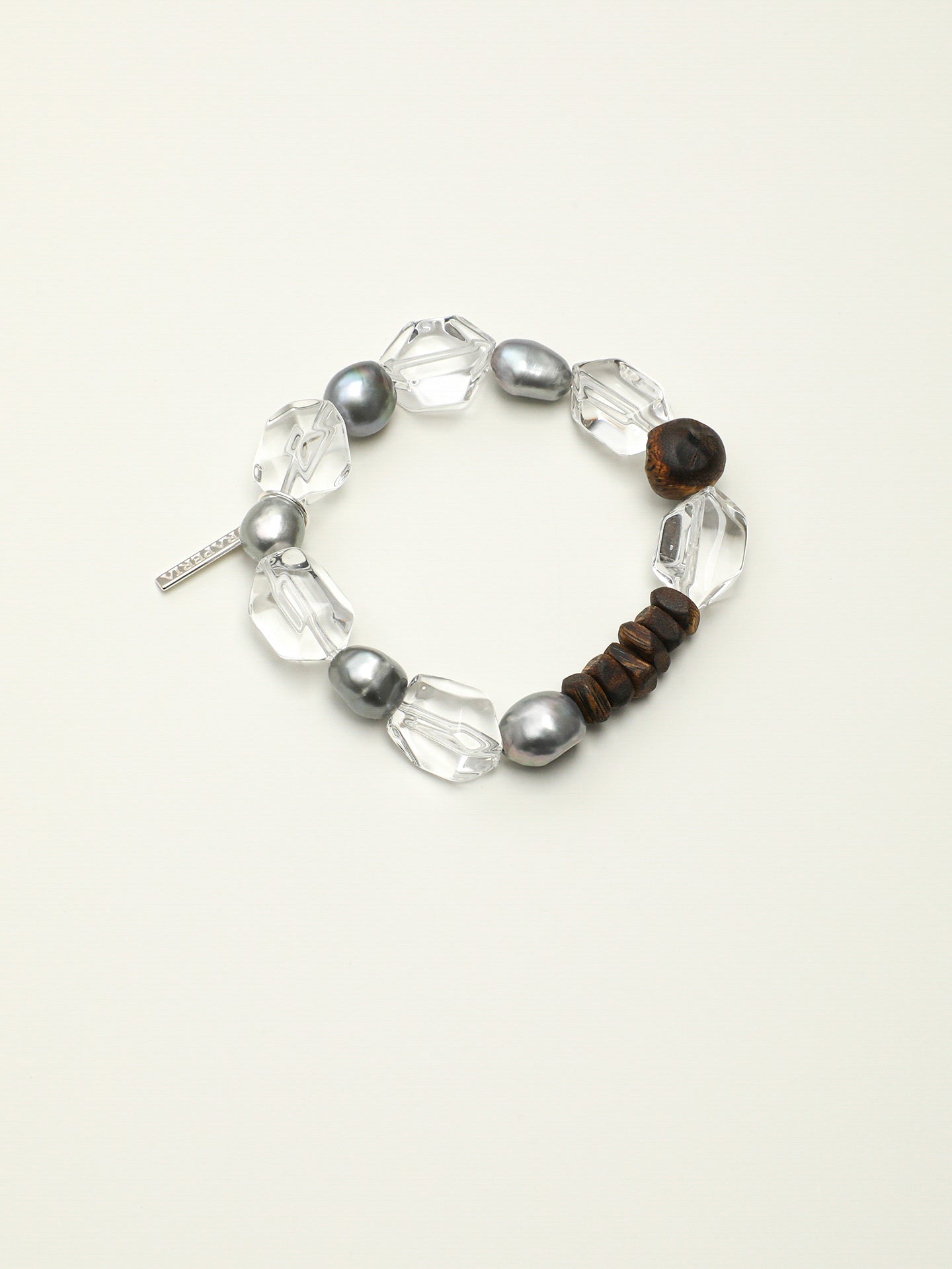 Freeform Double-Point Crystal Bracelet — freeform double-point clear quartz, agarwood, premium agarwood disc bead | SENLORE