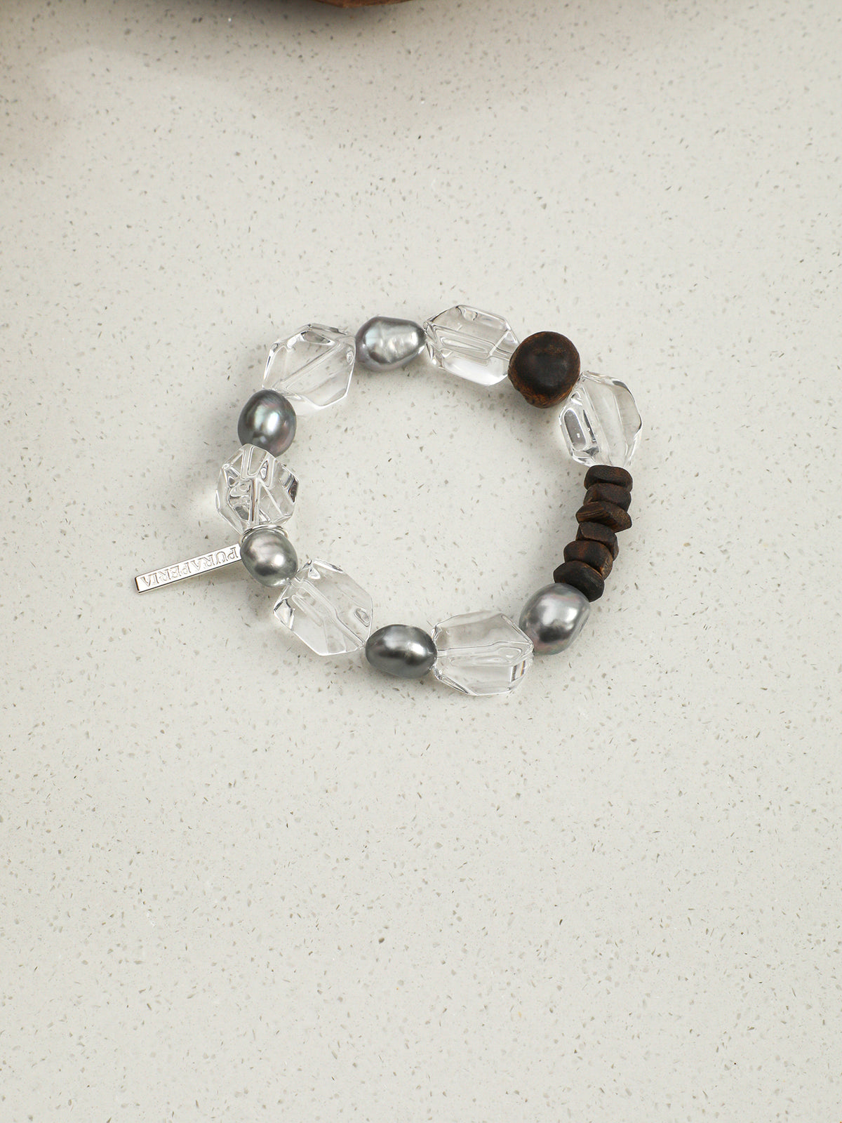 Freeform Double-Point Crystal Bracelet — freeform double-point clear quartz, agarwood, premium agarwood disc bead | SENLORE
