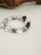 Freeform Double-Point Crystal Bracelet — freeform double-point clear quartz, agarwood, premium agarwood disc bead | SENLORE