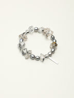 Black Crystal & Grey Pearl Bracelet — natural grey pearl, black rutilated quartz, smoky qu... | SENLORE