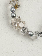 Black Crystal & Grey Pearl Bracelet — natural grey pearl, black rutilated quartz, smoky qu... | SENLORE