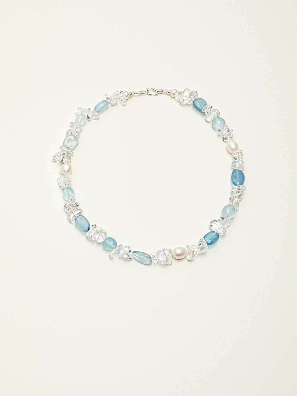 Ice Queen Crystal Necklace — flat pearl & white crystal crushed-ice & S925 Sterling Silver | SENLORE