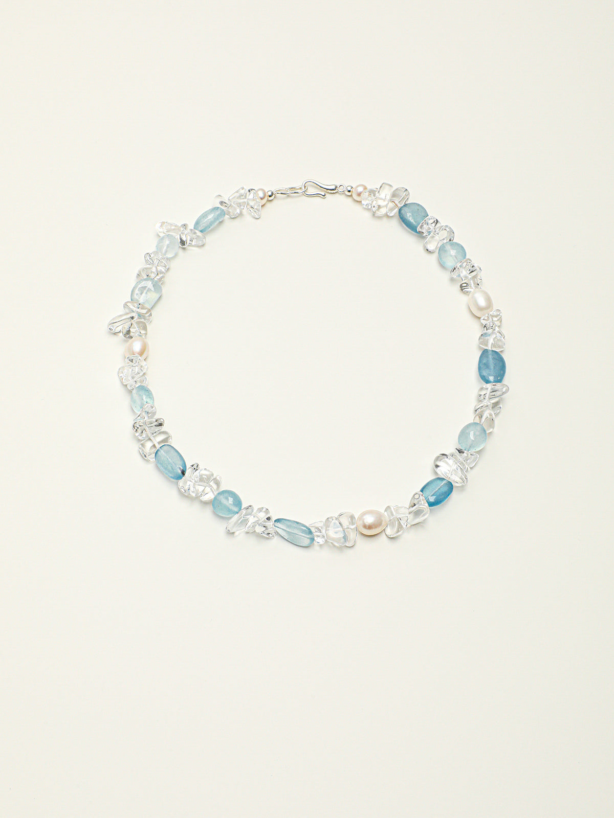 Ice Queen Crystal Necklace — flat pearl & white crystal crushed-ice & S925 Sterling Silver | SENLORE
