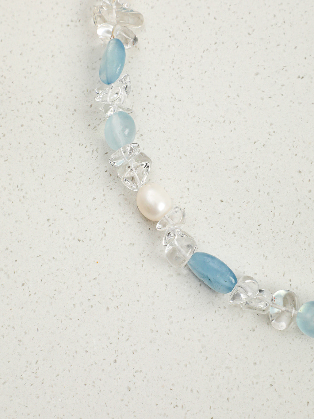 Ice Queen Crystal Necklace — flat pearl & white crystal crushed-ice & S925 Sterling Silver | SENLORE