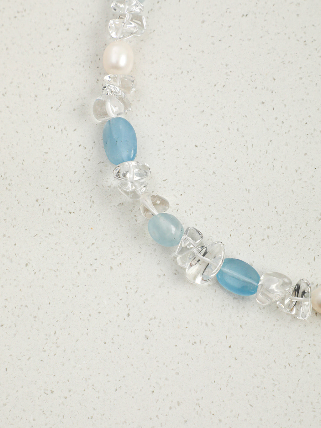 Ice Queen Crystal Necklace — flat pearl & white crystal crushed-ice & S925 Sterling Silver | SENLORE