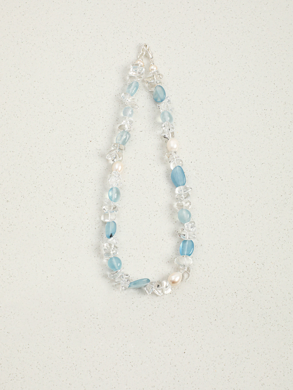 Ice Queen Crystal Necklace — flat pearl & white crystal crushed-ice & S925 Sterling Silver | SENLORE