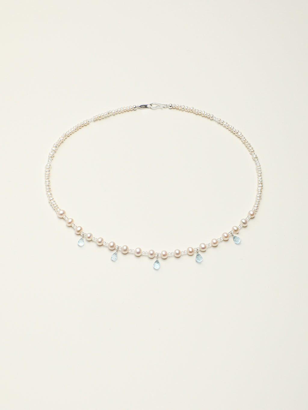 SENLORE Blue Love Crystal Pearl Necklace – Front View