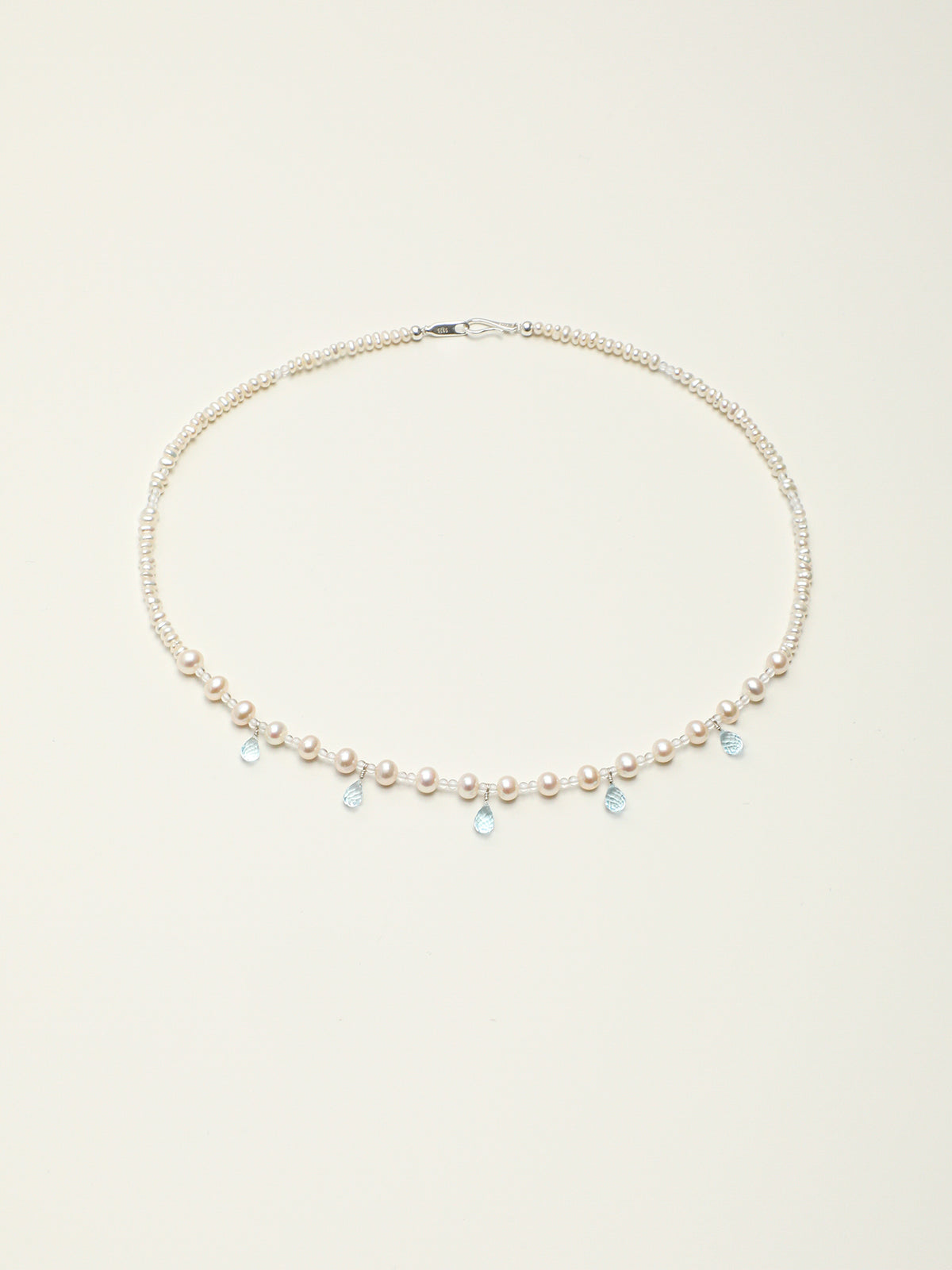 SENLORE Blue Love Crystal Pearl Necklace – Front View