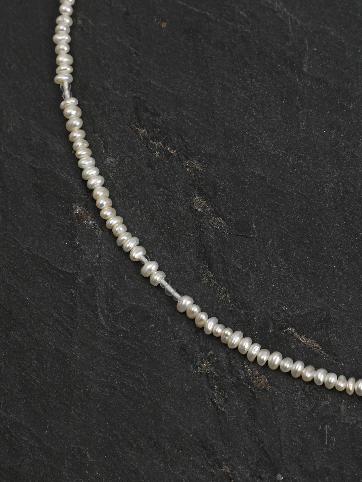 SENLORE Blue Love Crystal Pearl Necklace – Side View