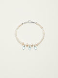 Aquamarine Pearl Necklace — flat pearl, small egg pearl, clear quartz round bead | SENLORE