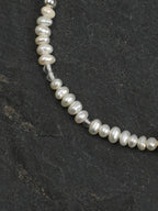 Aquamarine Pearl Necklace — flat pearl, small egg pearl, clear quartz round bead | SENLORE