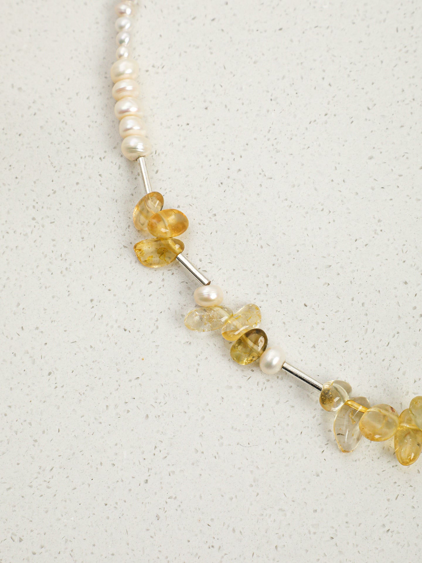 SENLORE Crystal Flower Pearl Necklace – Side View
