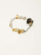 Crushed Ice Citrine Bracelet — citrine chips, flat bead, white rice pearls | SENLORE