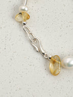 Crushed Ice Citrine Bracelet — citrine chips, flat bead, white rice pearls | SENLORE